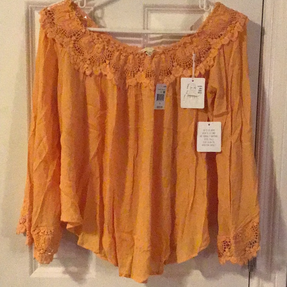 NWT peach summer shoulder cover up shirt.